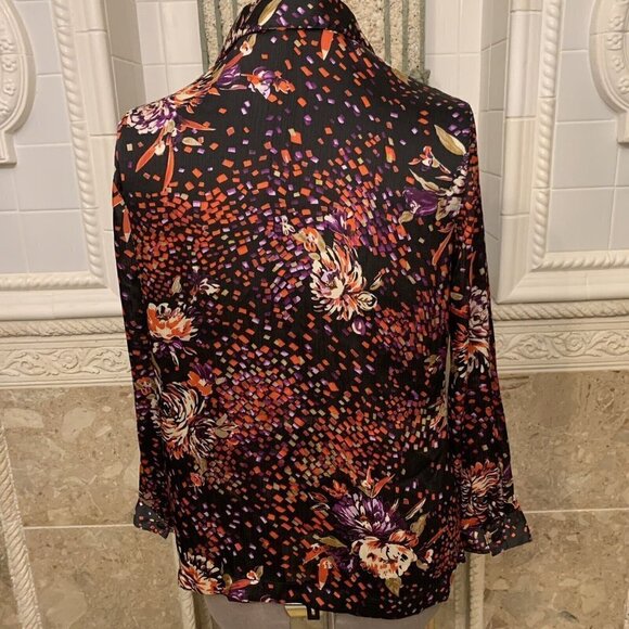 Draper's & Damon's. Size PL. Semi Sheer Long Sleeve Button Front Shirt. B57 - Picture 3 of 5